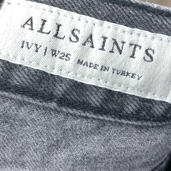 All Saints Ivy Destroy Boy Black Cropped Distressed Jeans 25 - Picture 5 of 5